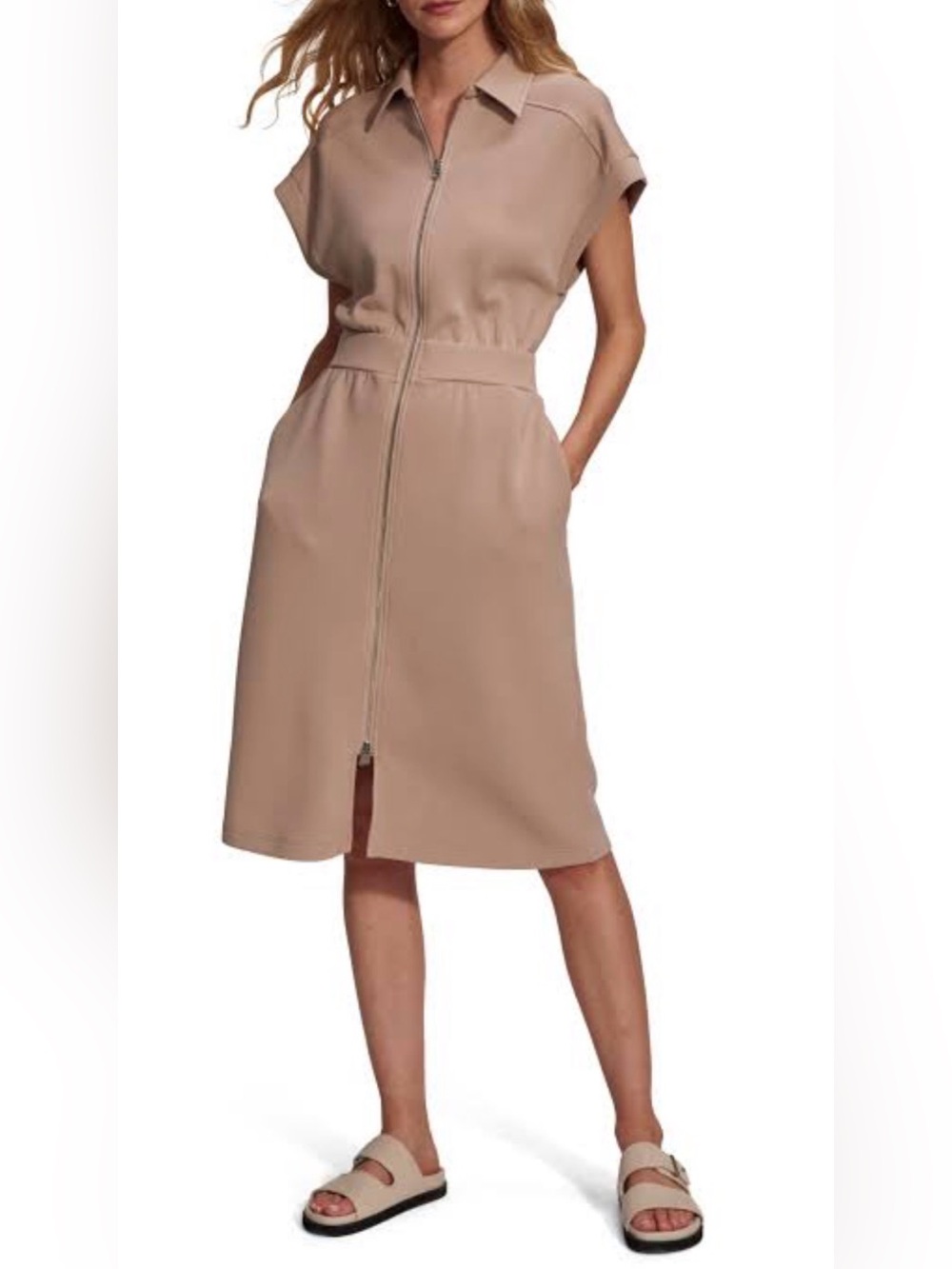 Varley Louisa Zip Through Double Soft Midi Dress - Picture 1 of 12